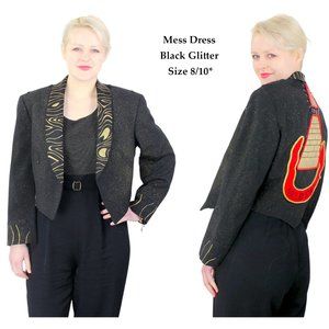 Desperately Seeking 80s Vintage 8/10* Pyramid Style Black Glitter Susan Jacket